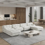 146 Modułowa sofa narożna rozkładana, luksusowy, nowoczesny 6-osobowy zestaw wypoczynkowy w kształcie litery U z otomanami do salonu