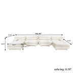 146 Modułowa sofa narożna rozkładana, luksusowy, nowoczesny 6-osobowy zestaw wypoczynkowy w kształcie litery U z otomanami do salonu