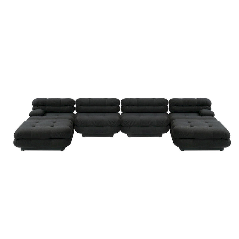146 Modułowa sofa narożna rozkładana, luksusowy, nowoczesny 6-osobowy zestaw wypoczynkowy w kształcie litery U z otomanami do salonu