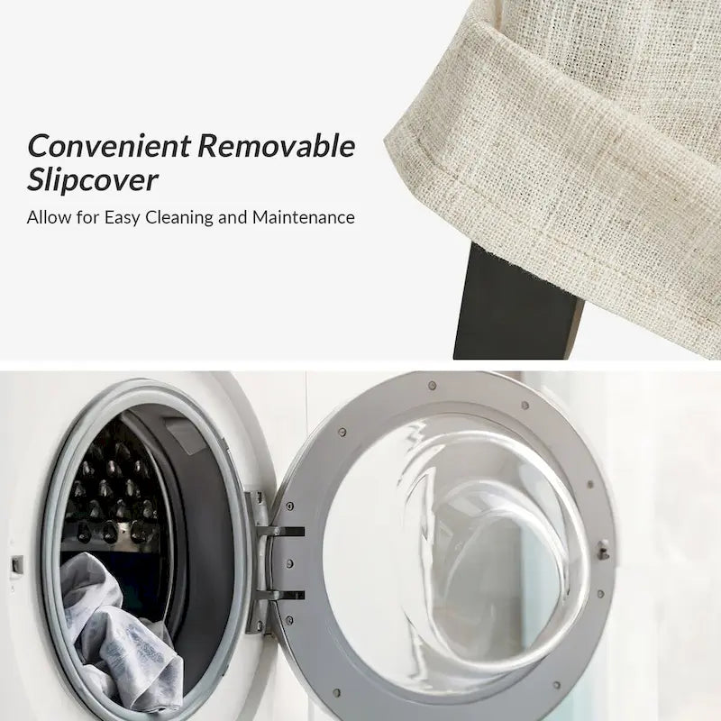 Zestaw 2 tapicerowanych krzeseł do jadalni z luźnym pokrowcem | Nogi z litego drewna | Kółka obrotowe | Styl tradycyjny