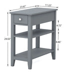 Wąski stolik boczny z szufladą i półką - 11.22D x 23.62W x 24.02H
