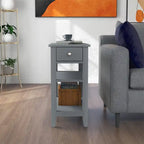 Wąski stolik boczny z szufladą i półką - 11.22D x 23.62W x 24.02H