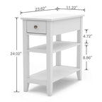 Wąski stolik boczny z szufladą i półką - 11.22D x 23.62W x 24.02H