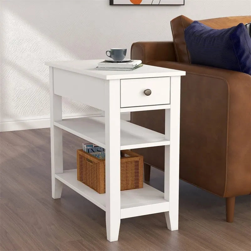 Wąski stolik boczny z szufladą i półką - 11.22D x 23.62W x 24.02H
