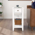 Wąski stolik boczny z szufladą i półką - 11.22D x 23.62W x 24.02H