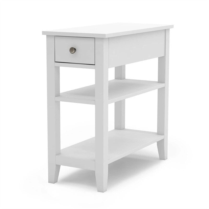 Wąski stolik boczny z szufladą i półką - 11.22D x 23.62W x 24.02H