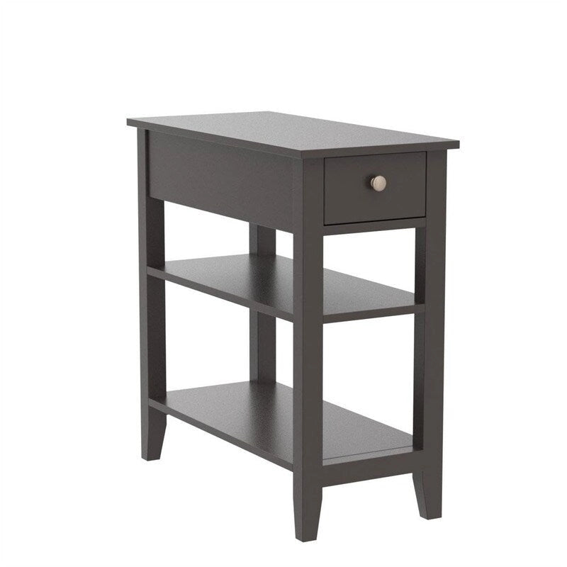 Wąski stolik boczny z szufladą i półką - 11.22D x 23.62W x 24.02H