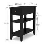 Wąski stolik boczny z szufladą i półką - 11.22D x 23.62W x 24.02H