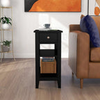 Wąski stolik boczny z szufladą i półką - 11.22D x 23.62W x 24.02H