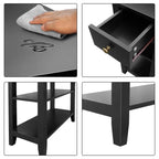 Wąski stolik boczny z szufladą i półką - 11.22D x 23.62W x 24.02H