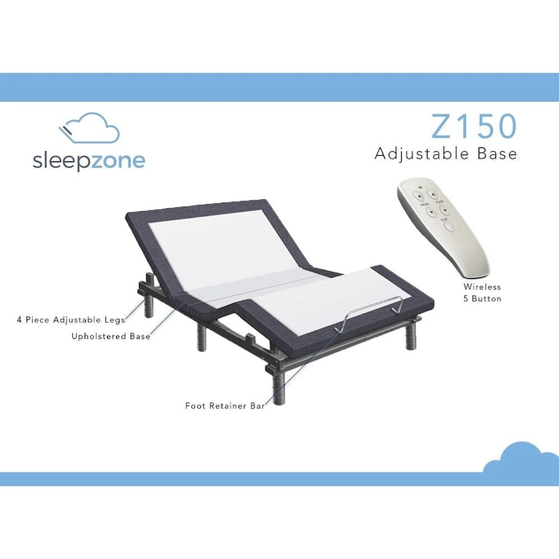 10-calowy materac z pianki memory i regulowana podstawa | Certyfikat CertiPUR-US | Bezprzewodowy pilot | Rozmiary: Queen, King, Split