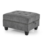 Sofa modułowa w kształcie litery L z szarej szenili z trzema pojedynczymi fotelami i trzema narożnikami – 116W x 89.5D x 36.5H