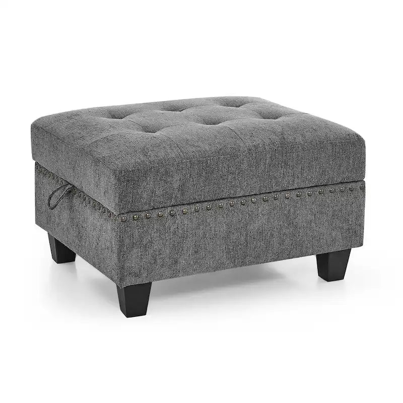 Sofa modułowa w kształcie litery L z szarej szenili z trzema pojedynczymi fotelami i trzema narożnikami – 116W x 89.5D x 36.5H