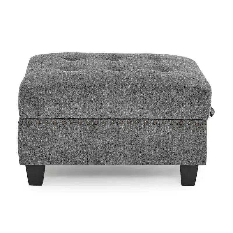 Sofa modułowa w kształcie litery L z szarej szenili z trzema pojedynczymi fotelami i trzema narożnikami – 116W x 89.5D x 36.5H