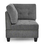 Sofa modułowa w kształcie litery L z szarej szenili z trzema pojedynczymi fotelami i trzema narożnikami – 116W x 89.5D x 36.5H
