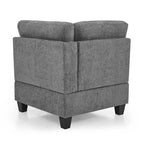 Sofa modułowa w kształcie litery L z szarej szenili z trzema pojedynczymi fotelami i trzema narożnikami – 116W x 89.5D x 36.5H