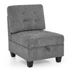 Sofa modułowa w kształcie litery L z szarej szenili z trzema pojedynczymi fotelami i trzema narożnikami – 116W x 89.5D x 36.5H