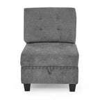 Sofa modułowa w kształcie litery L z szarej szenili z trzema pojedynczymi fotelami i trzema narożnikami – 116W x 89.5D x 36.5H