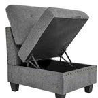 Sofa modułowa w kształcie litery L z szarej szenili z trzema pojedynczymi fotelami i trzema narożnikami – 116W x 89.5D x 36.5H