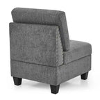 Sofa modułowa w kształcie litery L z szarej szenili z trzema pojedynczymi fotelami i trzema narożnikami – 116W x 89.5D x 36.5H